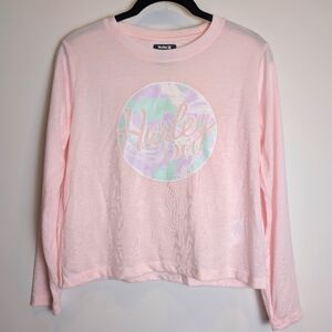 Hurley Pink Long Sleeve Graphic Shirt Girl Size Large 12-14